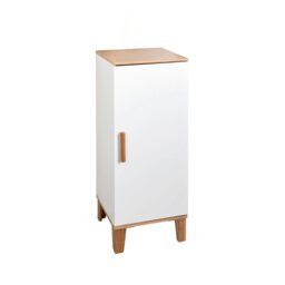 Rackhams Amalfi Matt White & Bamboo Single Floor Bathroom Cabinet - thumbnail 4