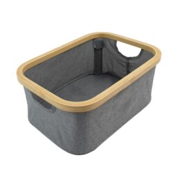 Rackhams Bambanio Foldable Bamboo Storage Basket, 26L, Set of 3 - Grey - thumbnail 3