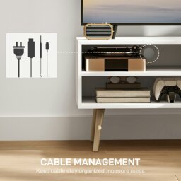 Rackhams TV Unit Cabinet for TVs up to 55Inches with Cupboard Shelves, White - Brown - Wood grain - 1 - thumbnail 4