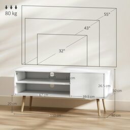 Rackhams TV Unit Cabinet for TVs up to 55Inches with Cupboard Shelves, White - Brown - Wood grain - 1 - thumbnail 5
