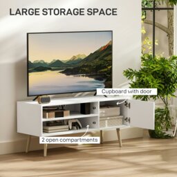 Rackhams TV Unit Cabinet for TVs up to 55Inches with Cupboard Shelves, White - Brown - Wood grain - 1 - thumbnail 3