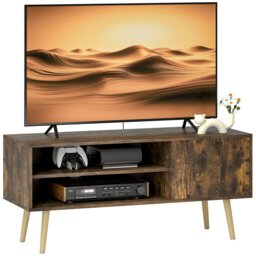 Rackhams TV Unit Cabinet for TVs up to 55Inches with Cupboard Shelves, White - Brown - Wood grain - 1 - thumbnail 6