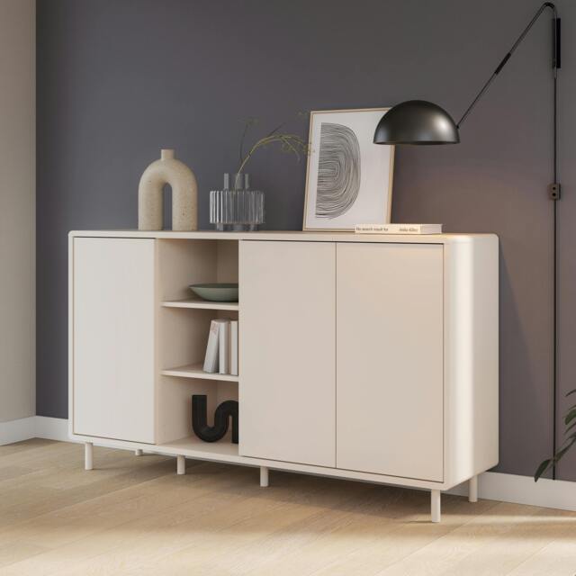 Rackhams Playly 3 Door Sideboard in Sand - W 161.6 X H 93.4 X D 42cm - Sand - 1 - image 1