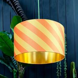 "Rackhams Marmalade Helter Skelter Velvet Lampshades With Gold Foil Lining - 35cm diameter x 20cm height / 14"" x 8"""