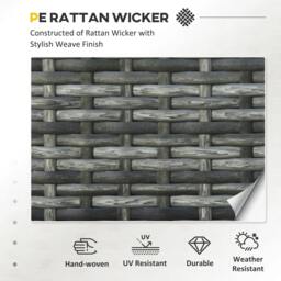 Rackhams 3 Seater All Weather Outdoor Sofa, Garden Rattan Sofa with Cushions and Mental Frame, Grey - thumbnail 5