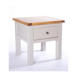 Rackhams Argenta Light Grey 1 Drawer Side Table Satin Chrome Knob - thumbnail 2
