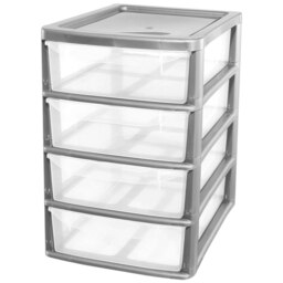 Rackhams A4 Desktop Plastic Storage Drawers Table Top Organiser 4 Pull Out Drawers - Black - thumbnail 4