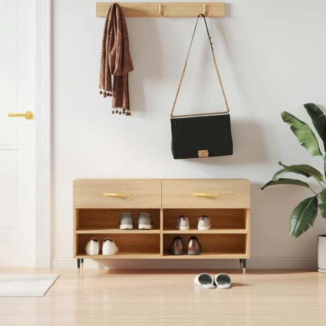 Rackhams Shoe Bench Sonoma Oak 102x35x55 cm Engineered Wood