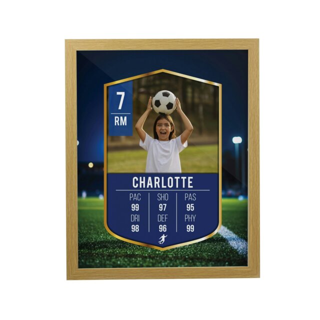 Rackhams Personalised Photo Upload Football Card Football Oak Poster Frame - image 1