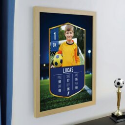 Rackhams Personalised Photo Upload Football Card Football Oak Poster Frame - thumbnail 4