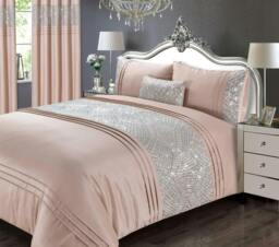 Rackhams Charleston Sequin Duvet Cover Set - Blush - King