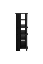 Rackhams 6-Layer Open-Style Wood Shoe Rack - Black - thumbnail 4