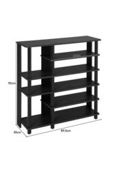 Rackhams 6-Layer Open-Style Wood Shoe Rack - Black - thumbnail 3