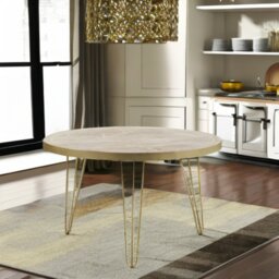 Rackhams Round Solid Wood Dining Table 4 Seats Barbuto Light Mango - Wood - 120CM X 120CM X 76CM  (LXDXH) - Dining Table
