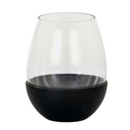 Rackhams Neris Glass Goblet Candle Holder - Black - Black - 14cm x 11cm x 11cm - 100% Mixed