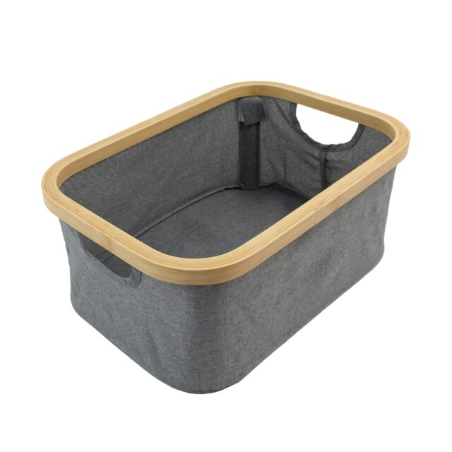 Rackhams Bambanio Foldable Bamboo Storage Basket, 26L - Grey - image 1