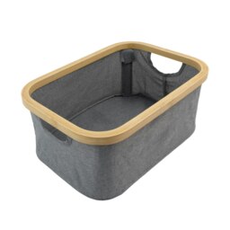 Rackhams Bambanio Foldable Bamboo Storage Basket, 26L - Grey - thumbnail 2