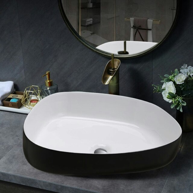 Rackhams Premium Ceramic Sink with Stainless Steel Pop-upand Mounting Ring - image 1