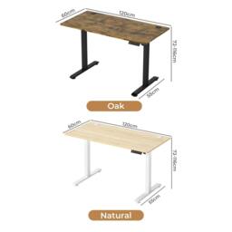 Rackhams Electric Standing Desk Height Adjustable with Memory Control 120cm Wide - Oak - thumbnail 4