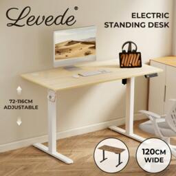 Rackhams Electric Standing Desk Height Adjustable with Memory Control 120cm Wide - Oak - thumbnail 3
