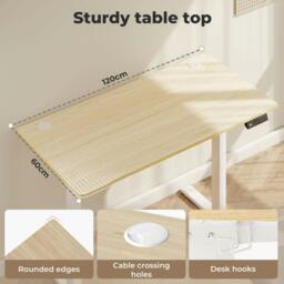 Rackhams Electric Standing Desk Height Adjustable with Memory Control 120cm Wide - Oak - thumbnail 6