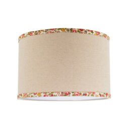 Rackhams Natural Oatmeal Linen Circular Lamp Shade with Colourful Floral Trims