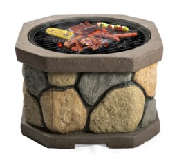 Rackhams Fireology BOGOTA Bold Garden and Patio Multi-function Heater, Fire Pit, Brazier and Barbecue with Eco-Stone Rock Finish and Cover - thumbnail 2