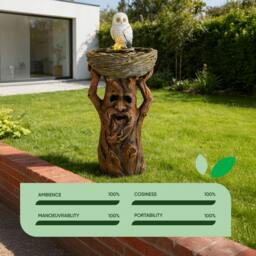 Rackhams Solar Bird Bath – Owl Bird Bath Fountain with LED Lights & Battery Backup - thumbnail 6