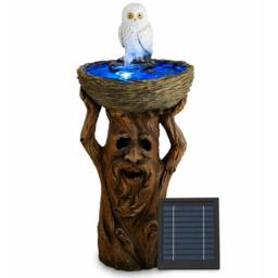 Rackhams Solar Bird Bath – Owl Bird Bath Fountain with LED Lights & Battery Backup - thumbnail 1