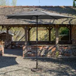 Rackhams 2.7m Havana Garden Patio Parasol with Crank Handle and Cover in Grey