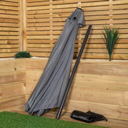 Rackhams 2.7m Havana Garden Patio Parasol with Crank Handle and Cover in Grey - thumbnail 3