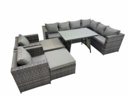 Rackhams Rattan garden furniture Patio Furniture Sets with Dining Table 2 Stools Dark Grey Mixed - thumbnail 1