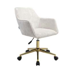 Rackhams 88cm Height Velvet Upholstered Home Office Swivel Task Chair with Flared Arms - White - thumbnail 3