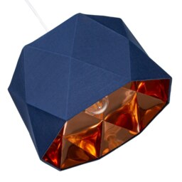 "Rackhams Navy Blue Cotton 12"" Geometric Shade with Brushed Copper Metal Effect Lining" - thumbnail 4