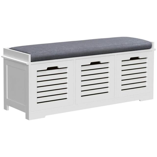 Rackhams 3-Drawer Shoe Storage Bench - White - image 1