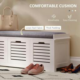 Rackhams 3-Drawer Shoe Storage Bench - White - thumbnail 5