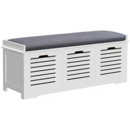 Rackhams 3-Drawer Shoe Storage Bench - White - thumbnail 1