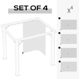 Rackhams 4 Pack Replacement Gazebo Curtains Privacy Panel for Most 3 x 4m Gazebo Canopy Pavillion Outdoor Shelter Sidewalls Accessories Light Grey - thumbnail 4