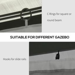 Rackhams 4 Pack Replacement Gazebo Curtains Privacy Panel for Most 3 x 4m Gazebo Canopy Pavillion Outdoor Shelter Sidewalls Accessories Light Grey - thumbnail 6