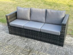 Rackhams 8 Seater Rattan Garden Furniture Set with Corner Sofa, Adjustable Dining Or Coffee Table, 2 Footstools - Dark Grey - thumbnail 5