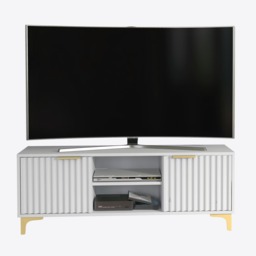 Rackhams Bold White 120cm TV Unit with Ribbed Fronts and Gold Accents - 120 cm - 1 -  MDF/Chipboard - thumbnail 5
