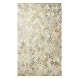 Rackhams Gold & Grey Geometric Diamond Leather Rug, 90 x 150 cm - thumbnail 2