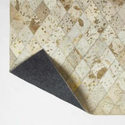 Rackhams Gold & Grey Geometric Diamond Leather Rug, 90 x 150 cm - thumbnail 5