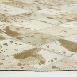 Rackhams Gold & Grey Geometric Diamond Leather Rug, 90 x 150 cm - thumbnail 4