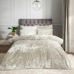 Rackhams Crushed Velvet Duvet Cover Set - Silver Grey - Double - thumbnail 6