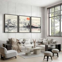 Rackhams Framed Posters For Living Room - Set of 3 wall art prints - 16 x 22 inches / 40.65 cm x 56 cm - Polyester Canvas 260 gsm - Canvas wrapped - thumbnail 2