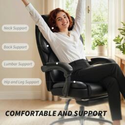 Rackhams Adjustable Office Chair with Footrest, Armrest, Casters, Black - Yes - Office Chair - 67W x 78.5D x 108-116H cm - thumbnail 4