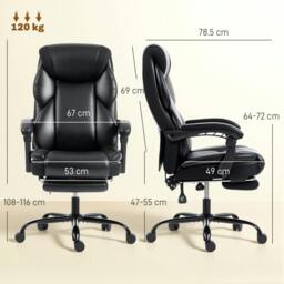 Rackhams Adjustable Office Chair with Footrest, Armrest, Casters, Black - Yes - Office Chair - 67W x 78.5D x 108-116H cm - thumbnail 3