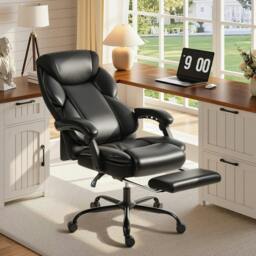 Rackhams Adjustable Office Chair with Footrest, Armrest, Casters, Black - Yes - Office Chair - 67W x 78.5D x 108-116H cm - thumbnail 1