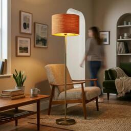 Rackhams Designer Bobbled and Textured Linen Lamp Shade in Rustic Orange - thumbnail 6